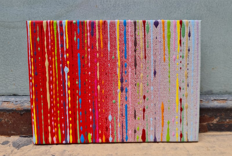 Coloured lines 29 2025, 10x15,  Spray-Lack auf Malkarton, € 79 SOLD